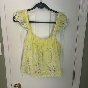 T.J.Maxx Yellow Eyelet Lace Blouse